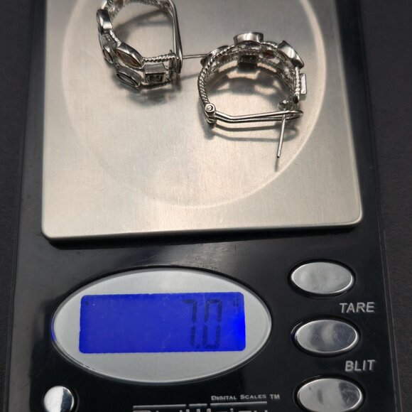 Sterling Silver Twisted Cable Colorful Cubic Zirconia Gem Earrings A7248 - Picture 8 of 8